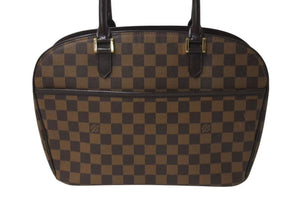 LOUIS VUITTON ルイヴィトン ダミエ サリア オリゾンタル ハンドバッグ PVCコーティングキャンバス N51282 ブラウン 美品 中古 4b000089