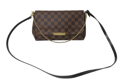 極美品 LOUIS VUITTON ルイヴィトン ショルダーバッグ フェイボリットMM ダミエ N41129 ブラウン ゴールド金具 中古 4b000092