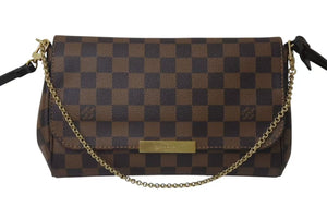 極美品 LOUIS VUITTON ルイヴィトン ショルダーバッグ フェイボリットMM ダミエ N41129 ブラウン ゴールド金具 中古 4b000092