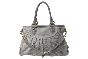 LOUIS VUITTON ルイヴィトン ネオカヴィMM 2WAYハンドバッグ M95837 モノグラムデニム グレー アンティークゴールド 美品 中古 4b000097