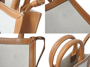 CELINE セリーヌ ミニバーティカルカバ 2WAYショルダーバッグ 193302BNZ.02NT コットンキャンバス レザー ベージュ 美品 中古 4b000099