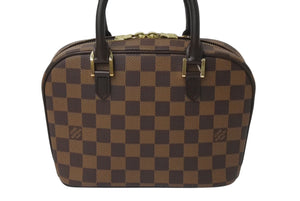 極美品 LOUIS VUITTON ルイヴィトン ダミエ エベヌ サリア ミニ ハンドバッグ N51286 PVC レザー ブラウン ロゴ 手持ち 鞄 美品 中古 4b000102