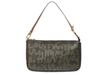 LOUIS VUITTON ルイヴィトン ポシェットアクセソワールモノグラムグラフィティ M92191 ハンドバッグ カーキ 美品 中古 4b000109