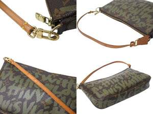 LOUIS VUITTON ルイヴィトン ポシェットアクセソワールモノグラムグラフィティ M92191 ハンドバッグ カーキ 美品 中古 4b000109