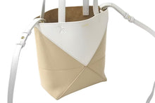 Load image into Gallery viewer, LOEWE ロエベ PUZZLE TOTE MINI パズルフォルドトート ミニ トートバッグ A657V25X01 カーフレザー ベージュ ホワイト 美品 中古 4b000113