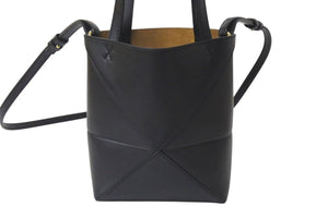 LOEWE ロエベ PUZZLE TOTE MINI パズルフォルドトート ミニ トートバッグ A657V25X01 カーフレザー 2WAY ブラック 美品 中古 4b000114