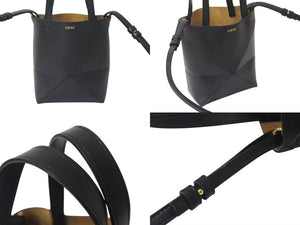LOEWE ロエベ PUZZLE TOTE MINI パズルフォルドトート ミニ トートバッグ A657V25X01 カーフレザー 2WAY ブラック 美品 中古 4b000114