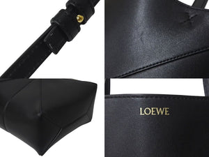 LOEWE ロエベ PUZZLE TOTE MINI パズルフォルドトート ミニ トートバッグ A657V25X01 カーフレザー 2WAY ブラック 美品 中古 4b000114