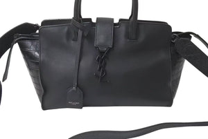 極美品 YVES SAINT LAURENT イブサンローラン ベビー ダウンタウンカバス 2WAYバッグ 436834 レザー ブラック 中古 4b000119