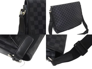 極美品 LOUIS VUITTON ルイヴィトン ダニエルGM ショルダーバック N58033 ダミエグラフィット シルバー金具 ブラック 中古 4b000121