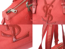 Load image into Gallery viewer, YVES SAINT LAURENT イブサンローラン ハンドバッグ トートバッグ ロゴ 129360 002404 レッド シルバー金具 美品 中古 4b000123