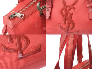 YVES SAINT LAURENT イブサンローラン ハンドバッグ トートバッグ ロゴ 129360 002404 レッド シルバー金具 美品 中古 4b000123