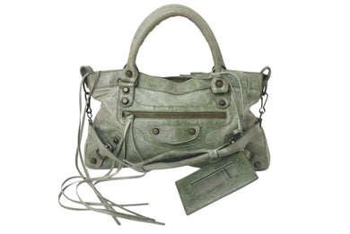 BALENCIAGA バレンシアガ エディターズバッグ The First ザ ファースト 2WAY ハンドバッグ ワンショルダー 103208 レザー グリーン 美品 中古 4b000128