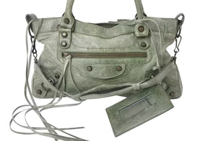 BALENCIAGA バレンシアガ エディターズバッグ The First ザ ファースト 2WAY ハンドバッグ ワンショルダー 103208 レザー グリーン 美品 中古 4b000128