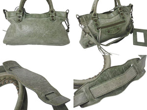 BALENCIAGA バレンシアガ エディターズバッグ The First ザ ファースト 2WAY ハンドバッグ ワンショルダー 103208 レザー グリーン 美品 中古 4b000128