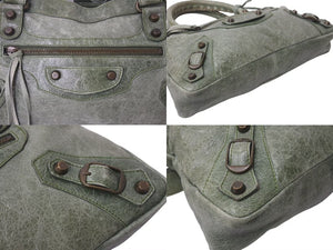 BALENCIAGA バレンシアガ エディターズバッグ The First ザ ファースト 2WAY ハンドバッグ ワンショルダー 103208 レザー グリーン 美品 中古 4b000128