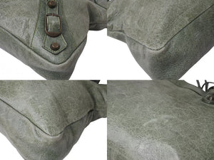 BALENCIAGA バレンシアガ エディターズバッグ The First ザ ファースト 2WAY ハンドバッグ ワンショルダー 103208 レザー グリーン 美品 中古 4b000128