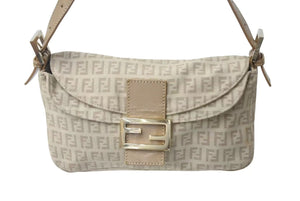FENDI フェンディ ズッキーノ マンマバケット ハンドバッグ ワンショルダーバッグ ベージュ キャンバス 美品 中古 4b000134