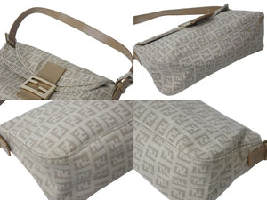 FENDI フェンディ ズッキーノ マンマバケット ハンドバッグ ワンショルダーバッグ ベージュ キャンバス 美品 中古 4b000134