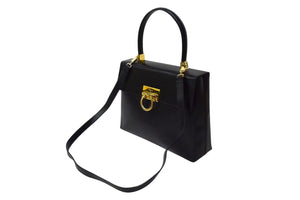 Salvatore Ferragamo サルヴァトーレフェラガモ ガンチーニ 2WAYバッグ ハンドバッグ ブラック カーフ 美品 中古 4b000137