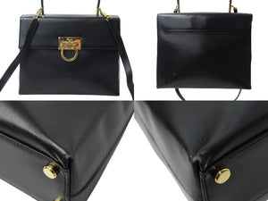 Salvatore Ferragamo サルヴァトーレフェラガモ ガンチーニ 2WAYバッグ ハンドバッグ ブラック カーフ 美品 中古 4b000137