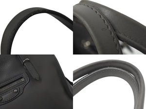 BALENCIAGA バレンシアガ ミニ ペーパー 2WAY ハンドバッグ グレー レザー 370926 ショルダー シルバー金具 美品 中古 4b000139