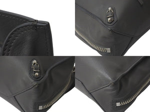 BALENCIAGA バレンシアガ ミニ ペーパー 2WAY ハンドバッグ グレー レザー 370926 ショルダー シルバー金具 美品 中古 4b000139