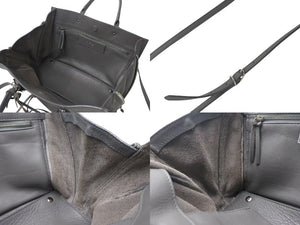 BALENCIAGA バレンシアガ ミニ ペーパー 2WAY ハンドバッグ グレー レザー 370926 ショルダー シルバー金具 美品 中古 4b000139