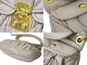MIUMIU ミュウミュウ ハンドバッグ ショルダーバッグ 2WAYバッグ マテラッセ RR1358 ベージュ系 レザー 良品 中古 4b000140