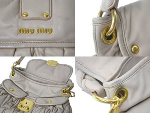 MIUMIU ミュウミュウ ハンドバッグ ショルダーバッグ 2WAYバッグ マテラッセ RR1358 ベージュ系 レザー 良品 中古 4b000140