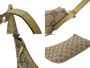 GUCCI グッチ ワンショルダーバッグ ハンドバッグ 32160 2684 GGキャンバス レザー ベージュ ゴールド金具 美品 中古 4b000153