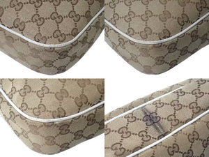 GUCCI グッチ ワンショルダーバッグ GGキャンバス レザー 153010 492715 ベージュ ホワイト ゴールド金具 美品 中古 4b000154