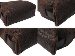BOTTEGAVENETA ボッテガヴェネタ イントレチャート ナッパ ハンドバッグ ブラウン レザー 良品 中古 4b000155