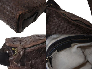 BOTTEGAVENETA ボッテガヴェネタ イントレチャート ナッパ ハンドバッグ ブラウン レザー 良品 中古 4b000155