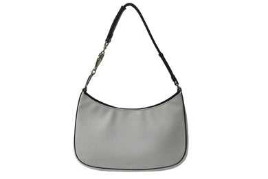PRADA プラダ レザー ホーボー ワンショルダーバッグ ホワイト ブラック ロゴ シルバー金具 美品 中古 4b000157