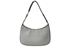 PRADA プラダ レザー ホーボー ワンショルダーバッグ ホワイト ブラック ロゴ シルバー金具 美品 中古 4b000157