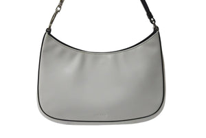 PRADA プラダ レザー ホーボー ワンショルダーバッグ ホワイト ブラック ロゴ シルバー金具 美品 中古 4b000157