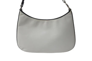 PRADA プラダ レザー ホーボー ワンショルダーバッグ ホワイト ブラック ロゴ シルバー金具 美品 中古 4b000157