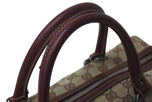 GUCCI グッチ ハンドバッグ 113009 GGキャンバス レザー ベージュ ボルドー シルバー金具 イタリア製 美品 中古 4b000158