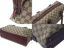 Load image into Gallery viewer, GUCCI グッチ ハンドバッグ 113009 GGキャンバス レザー ベージュ ボルドー シルバー金具 イタリア製 美品 中古 4b000158