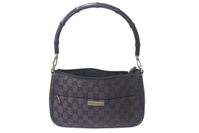GUCCI グッチ バンブー ワンショルダーバッグ ハンドバッグ 001 3865 001553 GGキャンバス ブラック シルバー金具 美品 中古 4b000159