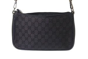 GUCCI グッチ バンブー ワンショルダーバッグ ハンドバッグ 001 3865 001553 GGキャンバス ブラック シルバー金具 美品 中古 4b000159