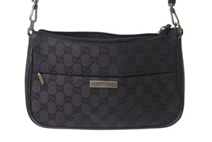 GUCCI グッチ バンブー ワンショルダーバッグ ハンドバッグ 001 3865 001553 GGキャンバス ブラック シルバー金具 美品 中古 4b000159