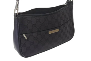 GUCCI グッチ バンブー ワンショルダーバッグ ハンドバッグ 001 3865 001553 GGキャンバス ブラック シルバー金具 美品 中古 4b000159
