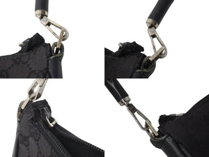 GUCCI グッチ バンブー ワンショルダーバッグ ハンドバッグ 001 3865 001553 GGキャンバス ブラック シルバー金具 美品 中古 4b000159
