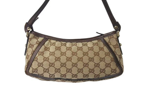 GUCCI グッチ アビー ワンショルダーバッグ ハンドバッグ 130939 2123 GGキャンバス レザー ベージュ ブラウン 美品 中古 4b000160