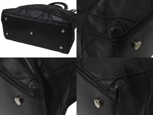 Christian Dior クリスチャンディオール グランヴィル ハンドバッグ 08-MA-0142 カナージュ ラムスキン ブラック 美品 中古 4b000163