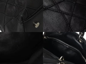 Christian Dior クリスチャンディオール グランヴィル ハンドバッグ 08-MA-0142 カナージュ ラムスキン ブラック 美品 中古 4b000163