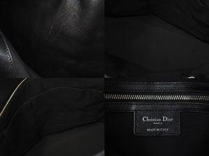 Christian Dior クリスチャンディオール グランヴィル ハンドバッグ 08-MA-0142 カナージュ ラムスキン ブラック 美品 中古 4b000163