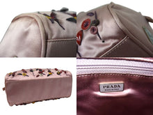 Load image into Gallery viewer, PRADA プラダ ハンドバッグ 刺繍 ミニハンドバッグ B11063 ピンク系 サテン シルバー金具 美品 中古 4b000165